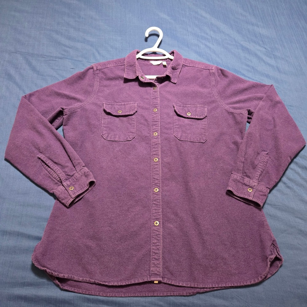 Woolrich Flannel Shirt Womens  VINTAGE Large Purple  Cotton Button Down Pocket